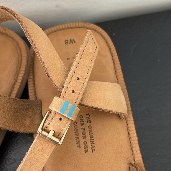 WOMENS TOMS LEXIE HONEY LEATHER SYNTHETIC BRAID SANDALS SHOES - Picture 3 of 5